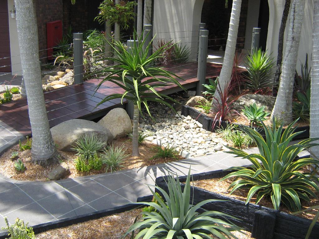 Completed garden and paving